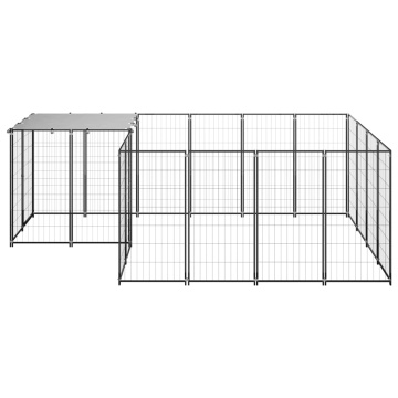 Padoc pentru câini, negru, 6,05 m², oțel - Img 2