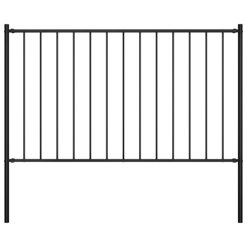 Panou de gard cu stâlpi, negru, 1,7 x 1 m, oțel - Img 1