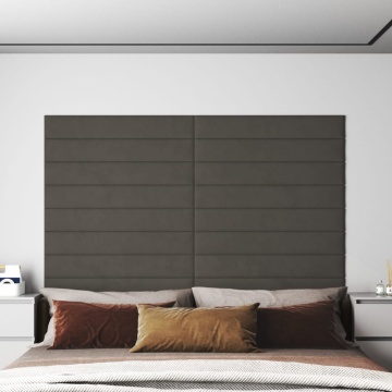 Panouri de perete 12 buc. gri închis 90x15 cm catifea 1,62 m² - Img 1