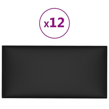Panouri de perete 12 buc. negru 60x30 cm piele eco 2,16 m² - Img 2