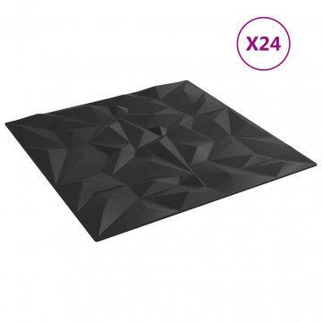 Panouri de perete 24 buc. negru 50x50 cm EPS 6 m² ametist - Img 3