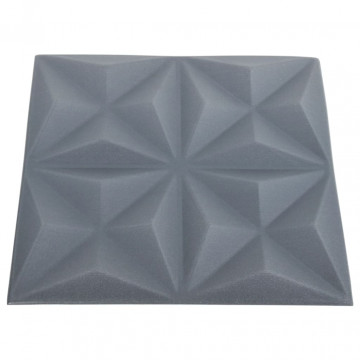 Panouri de perete 3D 24 buc. gri 50x50 cm model origami 6 m² - Img 4