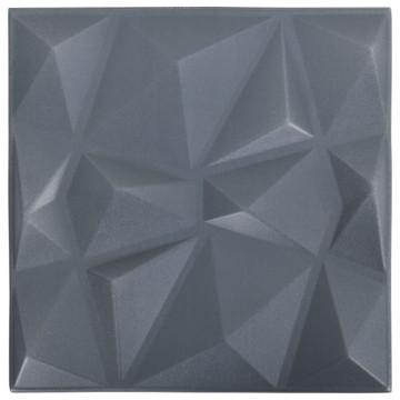 Panouri de perete 3D 48 buc. gri 50x50 cm model diamant 12 m² - Img 2