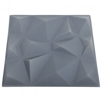 Panouri de perete 3D 48 buc. gri 50x50 cm model diamant 12 m² - Img 6