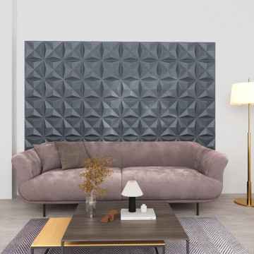 Panouri de perete 3D 48 buc. gri 50x50 cm model origami 12 m² - Img 1