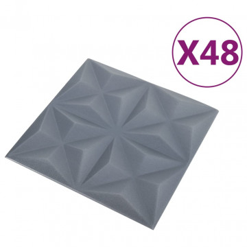 Panouri de perete 3D 48 buc. gri 50x50 cm model origami 12 m² - Img 3