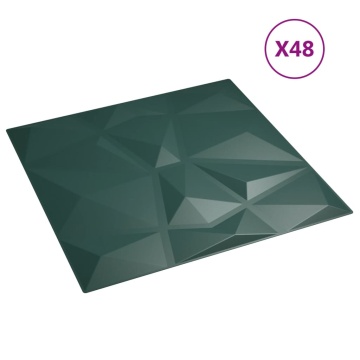 Panouri de perete 48 buc. verde 50x50 cm XPS 12 m² diamant - Img 3