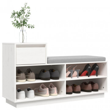 Pantofar, alb, 110x34x61 cm, lemn masiv de pin - Img 4