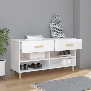 Pantofar, alb extralucios, 102x35x55 cm, lemn compozit - Img 3