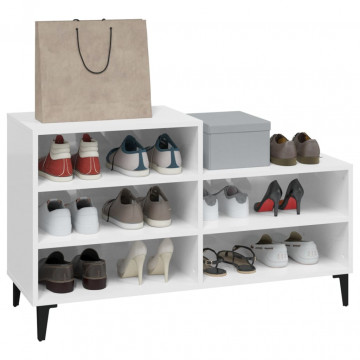 Pantofar, alb extralucios, 102x36x60 cm, lemn compozit - Img 6