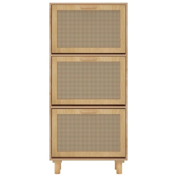 Pantofar, maro, 52x25x115 cm, lemn prelucrat și ratan natural - Img 8
