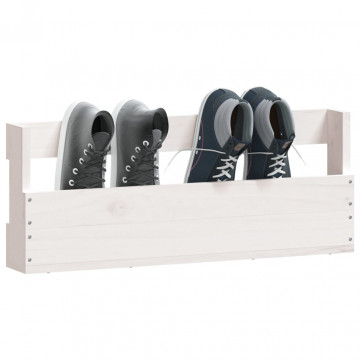 Pantofare de perete, 2 buc., alb, 59x9x23 cm, lemn masiv pin - Img 4