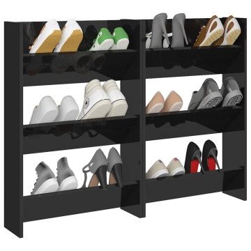 Pantofare de perete, 2 buc., negru extralucios, 60x18x90 cm PAL - Img 3