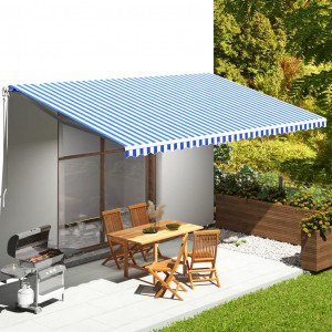 Pânză de rezervă copertină, albastru și alb, 6x3,5 m - Img 1