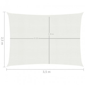 Pânză parasolar, alb, 2,5 x 3,5 m, HDPE, 160 g/m² - Img 5