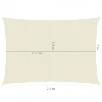 Pânză parasolar, crem, 2 x 2,5 m, 160 g/m², HDPE - Img 5