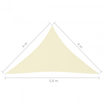 Pânză parasolar, crem, 4x4x5,8 m, țesătură oxford, triunghiular - Img 5