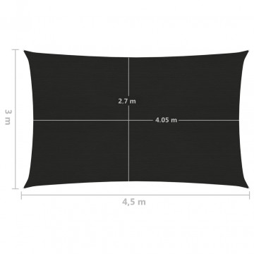 Pânză parasolar, negru, 3x4,5 m, HDPE, 160 g/m² - Img 6