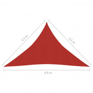 Pânză parasolar, roșu, 3,5x3,5x4,9 m, HDPE, 160 g/m² - Img 5