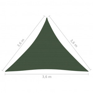 Pânză parasolar, verde închis, 3,6x3,6x3,6 m, HDPE, 160 g/m² - Img 5