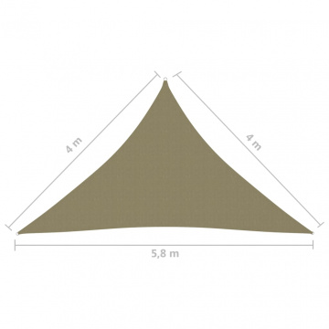 Parasolar, bej, 4x4x5,8 m, țesătură oxford, triunghiular - Img 5