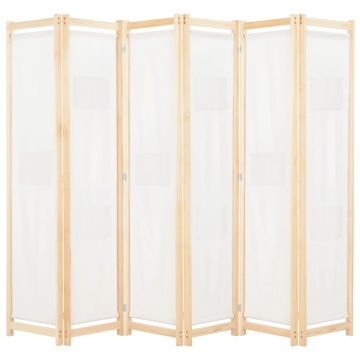Paravan cameră, 6 panouri, crem, 240x170 x4 cm, material textil - Img 1