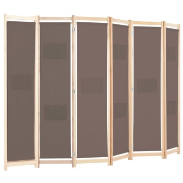 Paravan cameră cu 6 panouri, maro, 240x170x4cm, material textil - Img 3