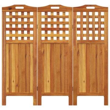Paravan de cameră 3 panouri 121,5x2x115 cm lemn masiv de acacia - Img 8