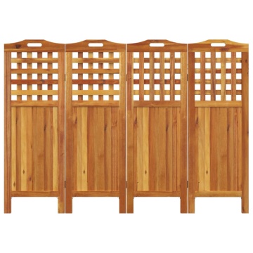 Paravan de cameră 4 panouri 162x2x115 cm lemn masiv de acacia - Img 8