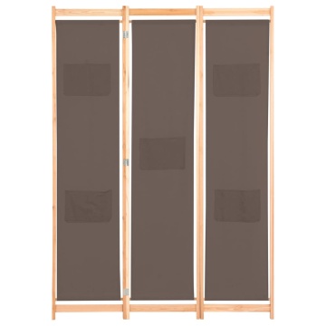 Paravan de cameră cu 3 panouri, maro, 120x170x4 cm, textil - Img 2