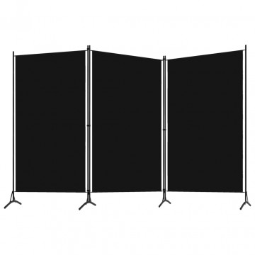 Paravan de cameră cu 3 panouri, negru, 260 x 180 cm, textil - Img 1