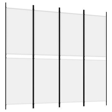 Paravan de cameră cu 4 panouri, alb, 200x180 cm, textil - Img 2
