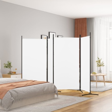 Paravan de cameră cu 4 panouri, alb, 346x180 cm, textil - Img 1