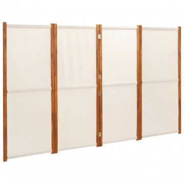 Paravan de cameră cu 4 panouri, alb crem, 280x180 cm - Img 2