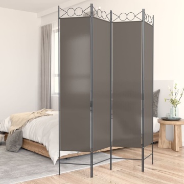 Paravan de cameră cu 4 panouri, antracit, 160x200 cm, textil - Img 1