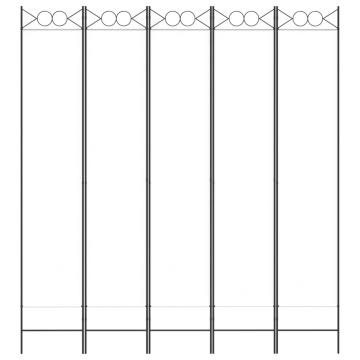 Paravan de cameră cu 5 panouri, alb, 200x220 cm, textil - Img 3
