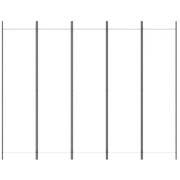 Paravan de cameră cu 5 panouri, alb, 250x200 cm, textil - Img 3