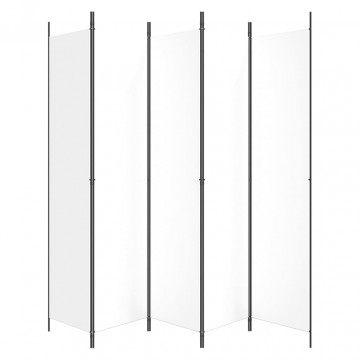 Paravan de cameră cu 5 panouri, alb, 250x220 cm, textil - Img 4