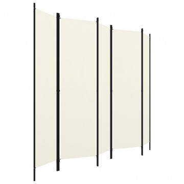 Paravan de cameră cu 5 panouri, alb crem, 250 x 180 cm - Img 2
