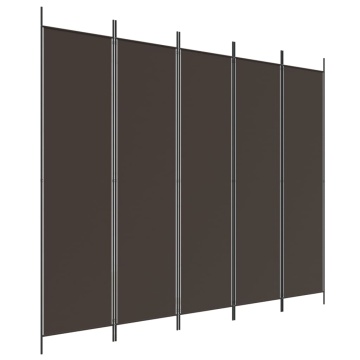 Paravan de cameră cu 5 panouri maro 250x200 cm material textil - Img 2