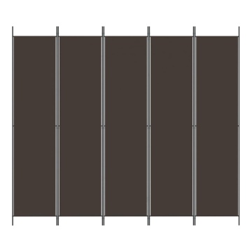 Paravan de cameră cu 5 panouri maro 250x220 cm material textil - Img 3