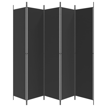 Paravan de cameră cu 5 panouri, negru, 250x220 cm, textil - Img 4