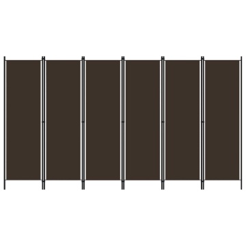 Paravan de cameră cu 6 panouri, maro, 300 x 180 cm - Img 1