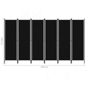 Paravan de cameră cu 6 panouri, negru, 300 x 180 cm - Img 5