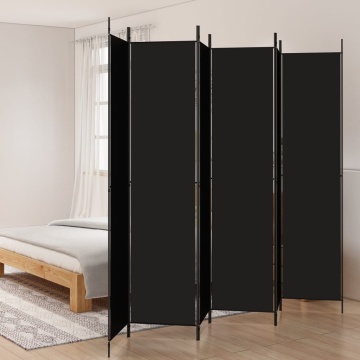Paravan de cameră cu 6 panouri, negru, 300x220 cm, textil - Img 1
