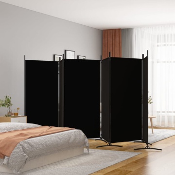 Paravan de cameră cu 6 panouri, negru, 520x180 cm, textil - Img 1