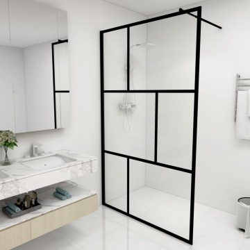 Paravan de duș walk-in, negru, 115x195 cm, sticlă securizată - Img 1