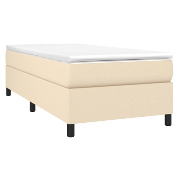 Pat box spring cu saltea, crem, 90x200 cm, textil - Img 3