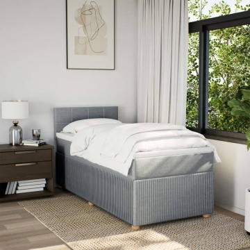 Pat box spring cu saltea, gri deschis, 100x200 cm, textil - Img 4