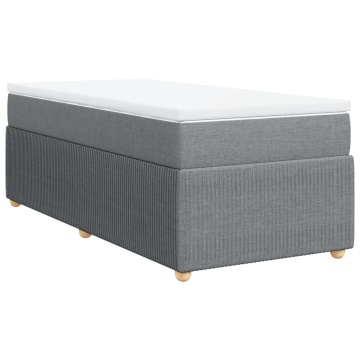 Pat box spring cu saltea, gri deschis, 100x200 cm, textil - Img 2